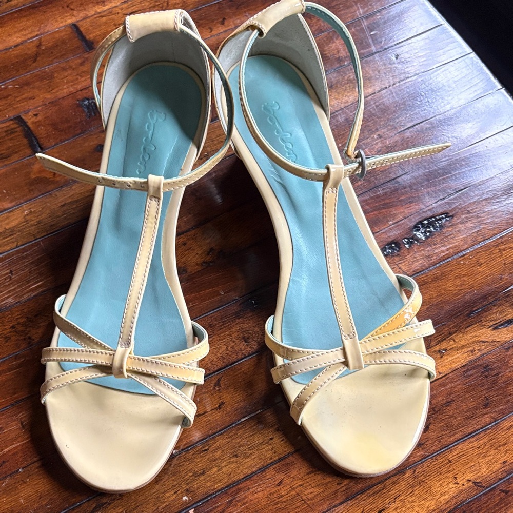 Boden Cream and Blue Strappy Sandals